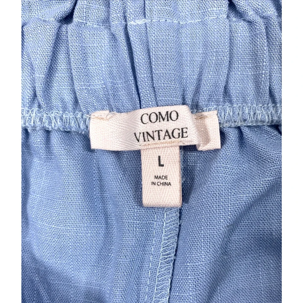 Como Vintage Pants‎ Womens Large Linen Blend Light Blue High Waist Coastal - Picture 3 of 10